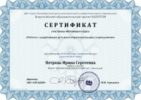 Сертификат Петрова Ирина Сергеевна - Серия 041938 № 304854